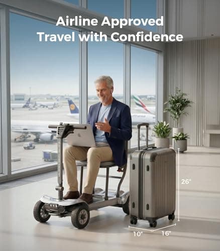 [2026 Upgraded] PAISEEC D3 Pro 35 lbs Lightweight Mobility Scooter for Seniors, Light Weight Mobility Scooter with 2 Batteries, Long Range, Airline Approved, Foldable Mobility Scooter (Silvery) - Thumbnail 4
