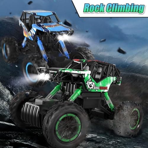 DOUBLE E 1:14 Scale Large Remote Control Car Monster Trucks with Head Lights, 4WD Off-Road All Terrain RC Car, Rechargeable Vehicle for Outdoor Play and Xmas Gifts - Thumbnail 4