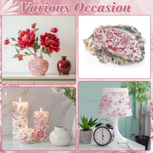 16 Pcs 8 Styles Decoupage Napkins, Pink and White Floral Paper Napkins Chinoiserie Decorative Cocktail Napkin Pretty Printed Cocktail Paper for DIY Crafting Furniture Decor Birthday Party Baby Shower - Thumbnail 5