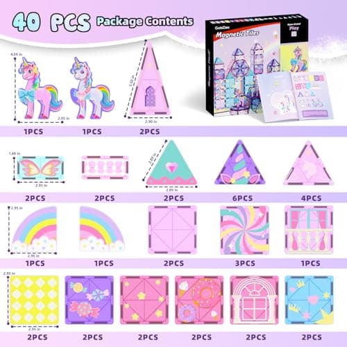 GobiDex Magnetic Building Blocks Unicorn Toys for Girls, Princess Magnetic Tiles Building Toys for Kids Ages 3-5 4-8, STEM Sensory Toddler Game Birthday Gift for Girls Boys Ages 3+ - Thumbnail 6