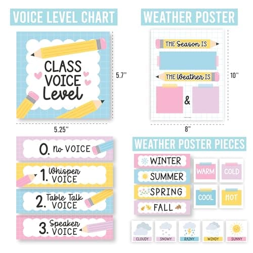 Classroom Calendar Set Bulletin Board Decor – 98 pcs School Calendar for Classroom Elementary & Preschool, Bulletin Board Decorations with Weather Chart & Seasons, Pastel Teacher Must Haves - Thumbnail 4
