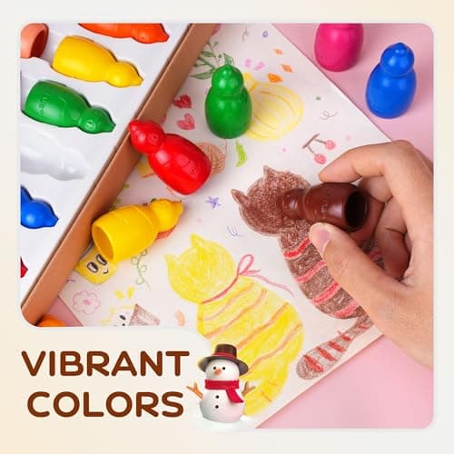 YPLUS Jumbo Crayons for Toddlers 1-3, 8 Colors Non-Toxic Washable Art Crayons for Kids, Easy-Grip Preschool Drawing Supplies for Kids Ages 1-4 (Ideal Gift) - Thumbnail 4