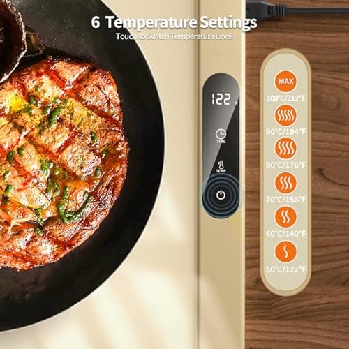 Food Warming Mat,Upgrade Fast Full-Surface Heating Mat, Electric Warming Tray with 6 Temperature and 6HoursTimer, Portable Rollable Food Warmer Perfect For Parties Buffet and Home Dinners - Thumbnail 3