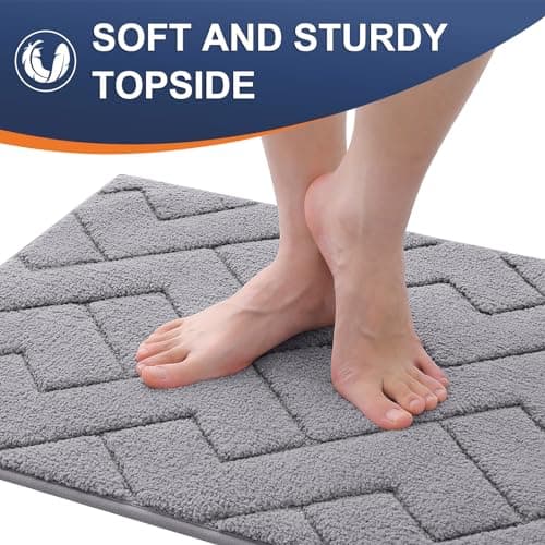 OLANLY Indoor Door Mat, 70x24, Dirt Resistant and Absorbent, Sturdy Non-Slip Rubber Backing, Easy to Clean, Washable Low-Profile Doormat for Entryway, Medium Gray - Thumbnail 5