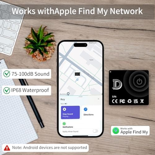 Slim Wallet Tracker Smart Card, Ultra Thin Air Tracker Tag Work with Apple Find My(iOS Only) Rechargeable Tracker Wireless Charging IP68 Waterproof Card Tracker for Wallet,Luggage Tag,Bags - Thumbnail 2