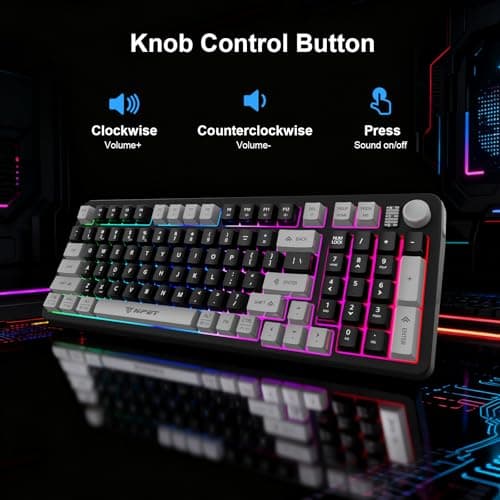 NPET Gaming Keyboard and Mouse Wireless with Tri-Mode, 98 Keys RGB Keyboard with Knob and Gaming Mouse, 12 Multimedia Keys for Wins, PC, Computer, Ideal for Gamer - Thumbnail 4