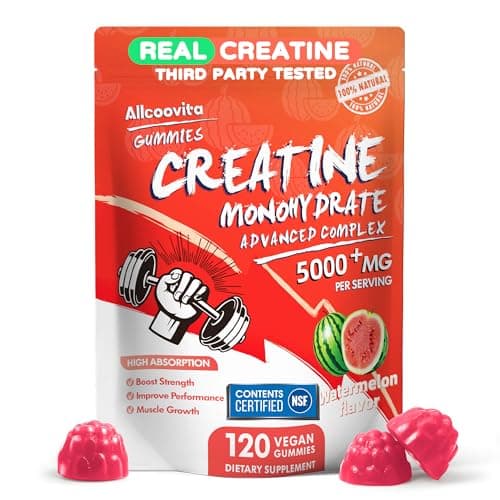 Creatine Monohydrate Gummies 5000mg for Men & Women -120 Gummies Advanced Formula, Muscle Strength, Muscle Builder, Energy Boost, Pre-Workout Supplement-Watermelon - Image 1