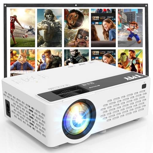 TMY 1080P Full HD Portable Mini Projector, Bluetooth Movie Projector, Compatible with TV Stick/Smartphone/PC/Game Console/HDMI/USB, Indoor & Outdoor Use, with Projector Screen - Image 1