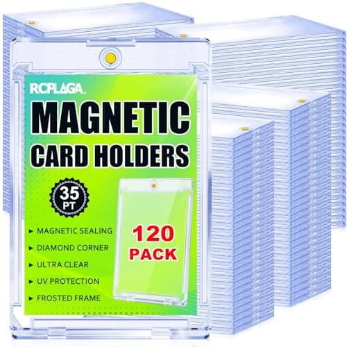 120ct Magnetic Card Holders for Trading Cards, 35pt One Touch Clear Acrylic Card Cases, U-V Waterproof Hard Plastic Protectors for Sports, Baseball, Football, TCG, Game Collectible Cards - Image 1