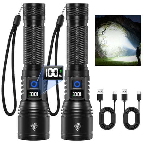 Rechargeable Flashlights High Lumens 2Pack, 5Modes Super Bright Flashlight Rechargeable, LED Flashlight Powerful, Handheld Tactical Flash Lights for Home Emergencies Camping Essentials, Gifts for Men - Image 1