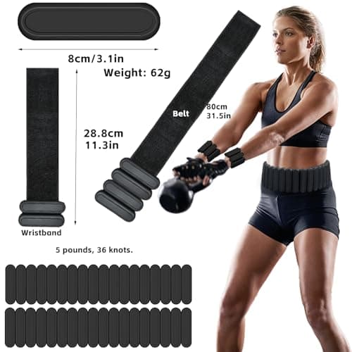 BBK Up to 5 LBS Adjustable Weighted Belt For Women and Men, Weighted Walking Exercise Belt for Gym, Strength Training, Wrist & Ankle (Black) - Thumbnail 2