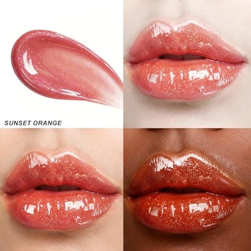 HECI BEAUTY Glitter Gloss Bling Lip Gloss, Hydrating High Shine Lipgloss for Women, Non-Sticky Plumping Lip Oil with Vitamin E, Long Lasting Shimmer Finish for Daily Makeup, Sunset Orange, 0.21 fl oz - Thumbnail 3
