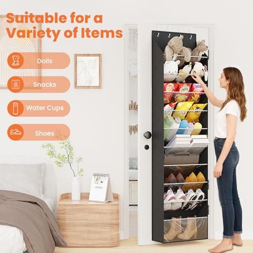 ZATOCL 10-Tier Over The Door Organizer, Space Saving Hanging Shoes Organizer and Storage Unit, Organizer for Closet, Bedroom, Entryway, Black - Thumbnail 4