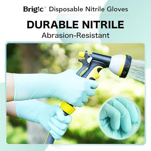 Brigic 12-Inch Extended Disposable Nitrile Gloves | Latex-Free & Powder-Free | Full Palm Textured Grip | Multipurpose for Home, Kitchen, Beauty & Garden Mint Green, Medium (Pack of 50) - Thumbnail 6