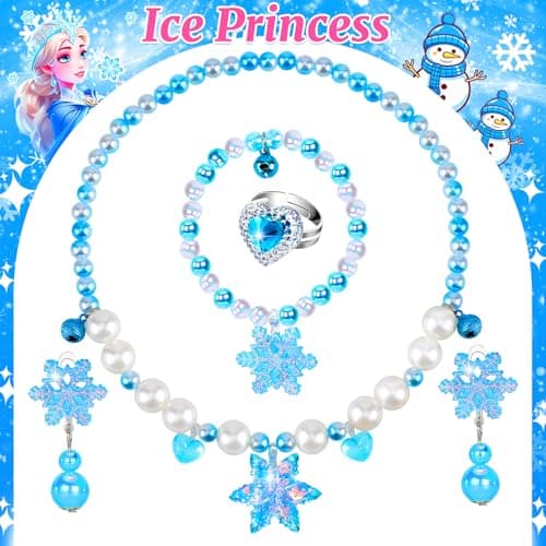 Jewelry Toys-for-Girls,Toddler Girl Toys Age 6-8,Kids Play Jewelry Princess Toy for 3 4 5 6 7 Year Old Girls Dress Up,Unicorn Mermaid Frozen Necklaces Rings Earrings for Christmas Birthday Gifts - Thumbnail 4