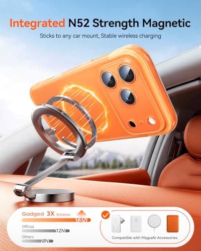 Gadged GPro Air for iPhone 17 Pro Max Case with Screen Protector, [Full Camera Protection] Fit for MagSafe, Mil-Grade Drop Tested, Shockproof Matte Cover for iPhone 17 Pro Max Phone Case 6.9'' Orange - Thumbnail 4