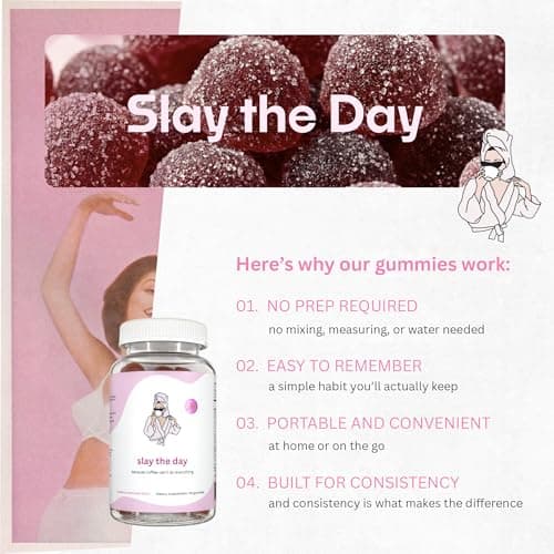 Balancing Act – Slay The Day Energy Gummies – Caffeine Free Focus & Clean Energy Support – with Vitamin B12, CoQ10 & Cognizin® Citicoline – Raspberry Lemonade – 60 Count (30 Day Supply) - Thumbnail 5