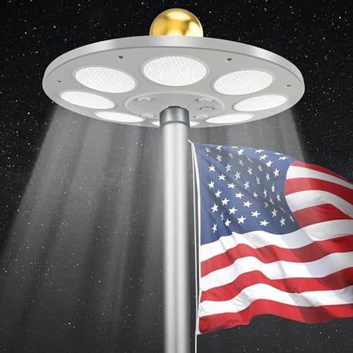 PPQ Solar Flagpole LED Light,New 136 LED Long Lifespan Flag Pole Light for 15-25 Ft Poles,Solar Powered Waterproof Lighting on Outdoor Pole Top,10 Hour Dusk to Dawn Auto On/Off - Image 1