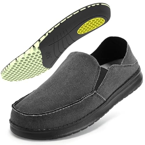 STQ Mens Slip On Shoes with Foldable Back Heel, Arch Suppprt Casual Sneakers for Knee Pain Relief Walking Shoe All Black Size 10 - Image 1