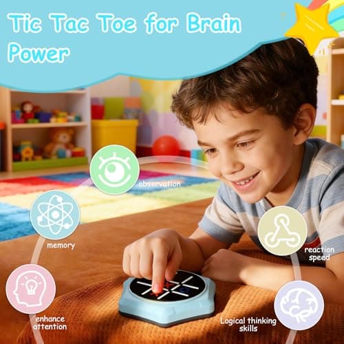 VDPDO Electronic Tic Tac Toe Game, 5-in-1 Electric Tic Tac Toe with Mute & Rechargeable - Handheld Travel Board Game for Kids Ages 4+, Adults, Family - Educational Learning Toy for Boys Girls - Thumbnail 2