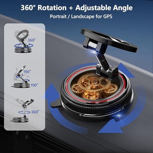 NotiXas Car Phone Holder Mount, 108LBS Vacuum Suction for MagSafe Car Mount, 3000gf Magnetic 360° Adjustable Carbon Fiber Phone Holders for Your Car for iPhone 17 Pro Ma/17/16/15/14/13/12, Desk & Gym - Thumbnail 5