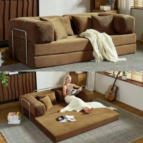 VELVOON 78''Convertible Modular Sleeper Sofa Bed, 5-in-1 Folding Boneless Couch, Pull Out Floor Sleeper, Modular Lounge Sofa for Living Room Bedroom, Multi-Function Foldable Sofa - Image 1