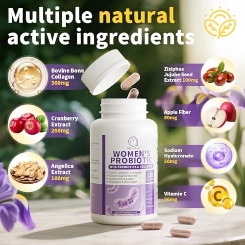 BBEEAAUU Probiotics for Women pH Balance with Lactobacillus & Prebiotics & Collagen & Cranberry Womens Probiotic, for Digestion* & Immunity*, Gluten Free, Shelf Stable 120 Capsules, 2 Pack - Thumbnail 3