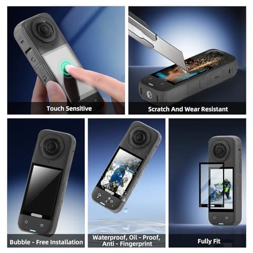 Flymile Insta 360 X5 Utility Cage/Carrying Case (Frame + Lens Cap) Lens Guard/2 Pack Screen Protector Accessories Kit, Tempered Film Glass Metal Cover Portable Bag for Insta360 X5 Protective Bundle - Thumbnail 6