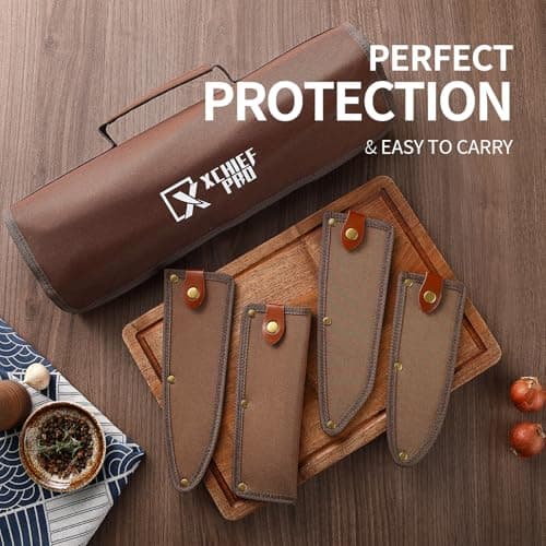 XCHIEF PRO Japan Knife Set, High Carbon Steel Japan Nakiri Santoku Knife Set, Hand Forged Meat Cleaver Butcher Knife with Accessories for Kitchen, Camping BBQ Knives Set with Bag - Thumbnail 5