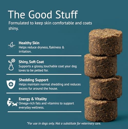 VetsLeaf Skin & Coat Dog Chews – Collagen, Omega-3, EPA & DHA for Skin Health & Coat Shine – Antioxidant-Rich Supplement with Vitamin A & D3 – Supports Brain, Energy, and Balanced Blood Sugar - Thumbnail 2