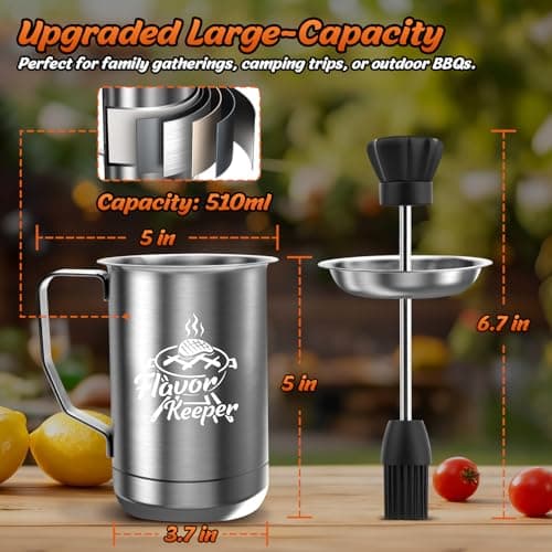 Dusor Gifts for Him Men Women BBQ Sauce Pot and Basting Brush Set, Father' s Day Gifts from Daughter Son Kitchen Gadgets, Grilling Gift for Men, Cooking Grilling Accessories Gift for Dad Husband - Thumbnail 6