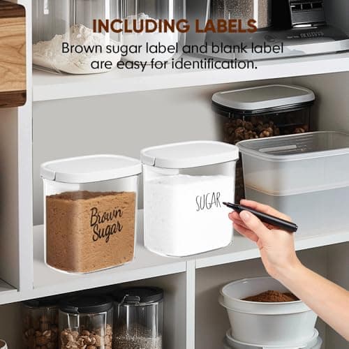 Moryimi Brown Sugar Keeper Storage Container, 1.9 Quart Brown Sugar Container Airtight with Spoon, Clear food storage containers with lids - Thumbnail 6