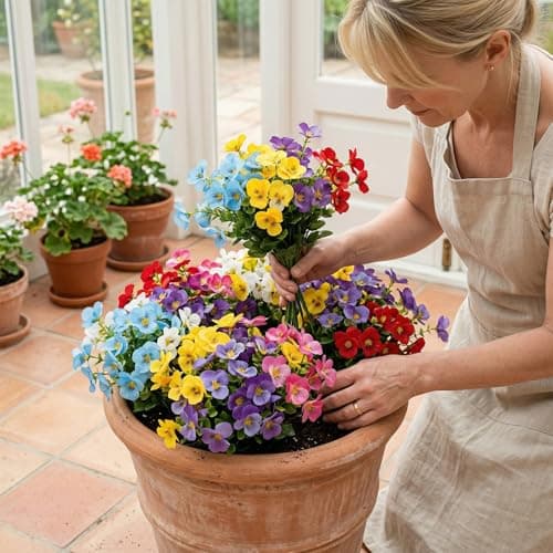 trytuny Artificial Flowers for Outdoor, Realistic Faux Plants for Outside Indoor Porch Patio Window Box Planter Home Decor (12Pcs Mixed Color) - Thumbnail 3