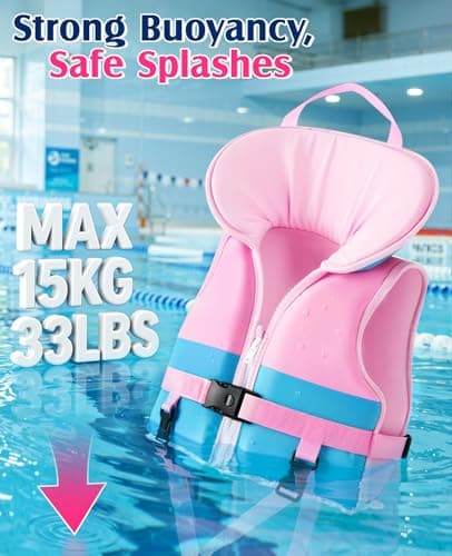 HeySplash Infant Swim Vest, Baby Floaties for 6-24 Months (13-33lbs) with Neck Support, Safety Buckles Training Swim Jacket for 1,2 Years Toddlers,10-20-30 lbs Girls, Beach Pool Float Jumper, Pink - Thumbnail 3
