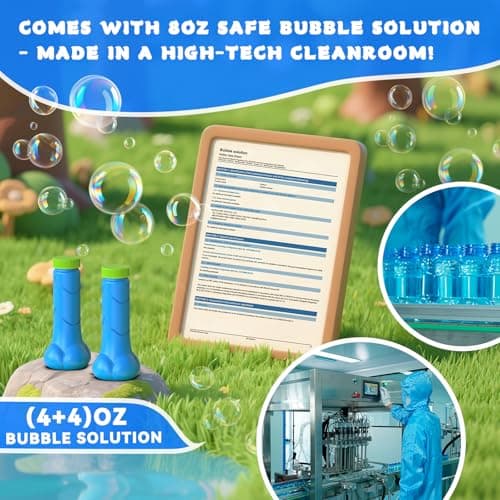 Electric Bubble Wand for Kids - Tons of Long-Lasting Bubbles in Seconds - 8oz Bubble Solutions Included (Suitable for Toddlers & Pets) - Bubble Machine for Indoor/Outdoor Party Gifts for Ages 3+ - Thumbnail 6