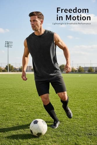 PAODIKUAI Sleeveless Shirts for Men - Sleeveless Crew Neck Casual Gym Washed T Shirt Breathable Loose Fit(Black,XL) - Thumbnail 4