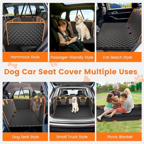 CUIOFREE Dog Seat Cover for Back Seat Hard Bottom,Holds 500 lbs,Waterproof Dog Car Seat Cover for Back Seat Extender,Scratch-Proof Pet Hammock for Car,SUV,Truck - with Mesh Window & Storage,Black - Thumbnail 6