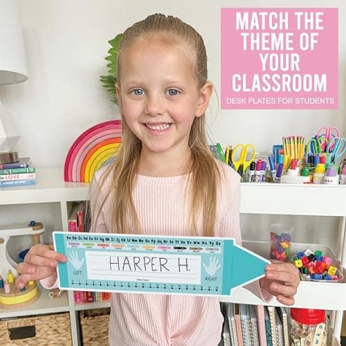 Hadley Designs Desk Name Tags for Classroom –36 Student Name Tags for Desks, 14.5x4 Name Plates for Classroom Decor, Teacher Supplies Crayon Nametags, 1st-3rd Grade Kindergarten Preschool Must Haves - Thumbnail 5