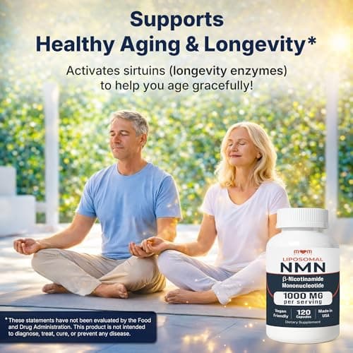 NMN Supplement 1000 mg Pure Nicotinamide Mononucleotide - NAD Precursor for Energy, Cellular Renewal & Longevity Support - Mitochondrial Support 120 Capsules - Vegan, Non GMO, Gluten Free - Thumbnail 3