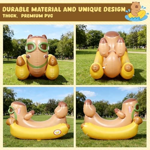 Capybara 72'' Pool Float for Kids with Sprinkler, Inflatable Pool Float, 3-in-1 Water Toy Pool Raft & Rocking Rider, Summer Outdoor Water Toys for Yard, Pool & Beach - Thumbnail 4