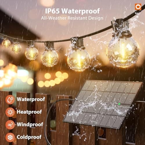 addlon 198FT(192+6) Solar String Lights Outdoor Waterproof, 60+4 LED Shatterproof Bulbs with Remote, 3 Light Modes Dimmable Timable, Extra Long Patio Lights for Large Backyard, Garden, Wedding, Party - Thumbnail 4