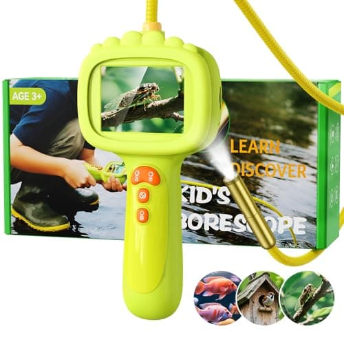 Borescope Camera with Light for Kids, Ashfly STEM Science Educational Toy for 3 4 5 6 7 8 Years Old Boys & Girls, 2.4" Screen Snake Scope Camera for Birthday Outdoor Camping Nature Exploration-Green - Image 1