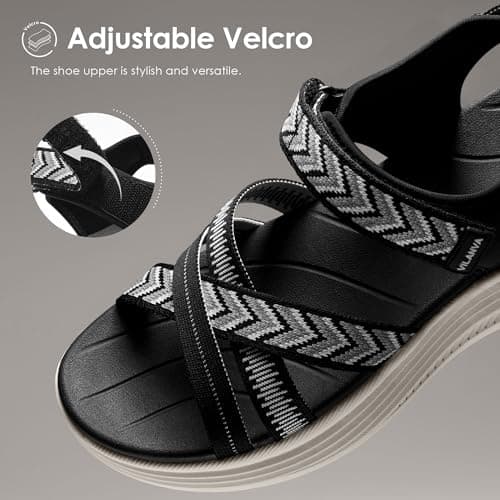 Vilanva Women's Comfortable Orthopedic Platform Walking Sandals with Arch Support Adjustable Buckle Cushioned Midsole for Plantar Fasciitis Relief Casual Sport Summer Outfits - Thumbnail 5