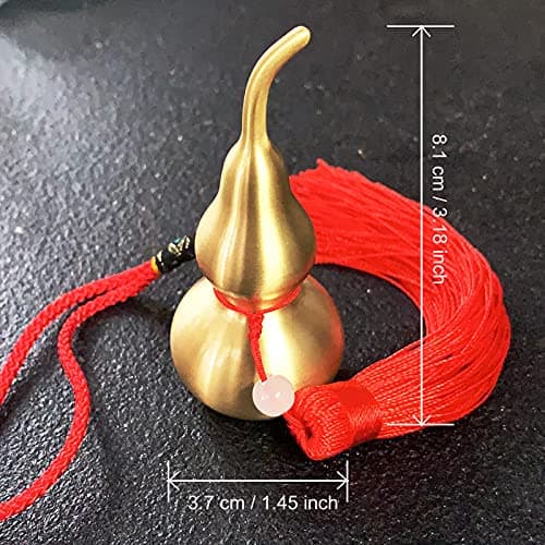 Hanging Decoration Good Luck Wu Lou Gourd,with Tassel for Housewarming Statue Charm Amulet Home Decor,3.18 inch Tall,Full Brass, Hu Lu Bring You Wealth Peaceful, Safty, Healthy,Success - Thumbnail 3