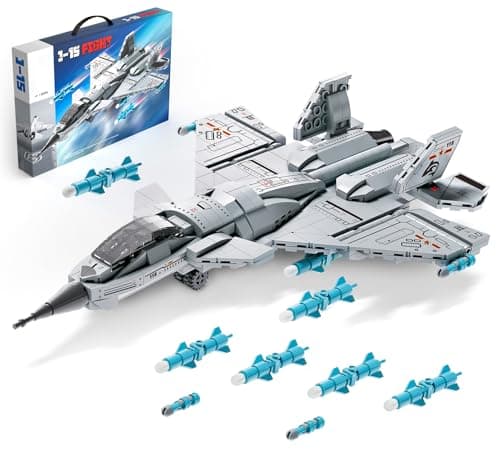 J-15 Fighter Jet Building Kit, 577PCS Military Aircraft Model for Boys 8–12, Army Airplane Toy with Foldable Wings & Tail, Clear Cockpit, Dual-Engine Jet, STEM Construction Blocks for Teens & Adult - Image 1