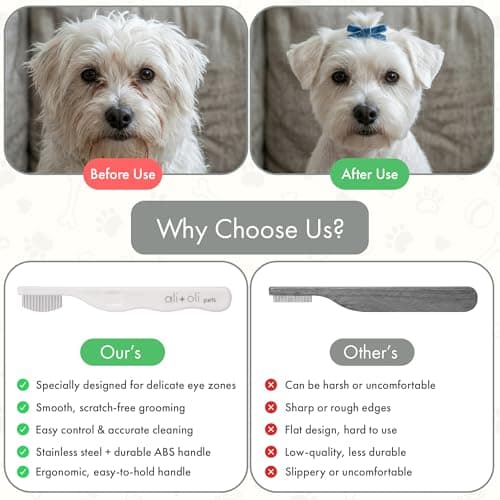Ali+Oli Pets Eye Comb for Dogs & Cats – Fine Tooth Tear Stain Remover Comb – Pet Face Grooming Comb for Removing Eye Gunk, Debris & Tear Stains - Thumbnail 5