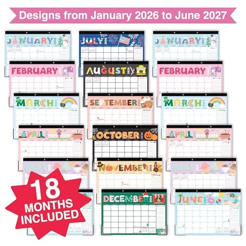 Hadley Designs Large Teacher Desk Calendar 2026-2027 - Desktop Calendar 2026, 18-Month Desk Calendars for Home, Office & Classroom, Cute Classroom Must Haves, Teacher Appreciation Gifts - Thumbnail 3