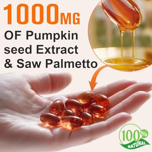 Pumpkin Seed Oil with Saw Palmetto Softgels, Cold-Pressed with Essential Fatty Acids & Phytosterols, Prostate Support Supplement for Men, Urine Balance, No Burps, Non-GMO, Gluten-Free, Pure & Natural - Thumbnail 3