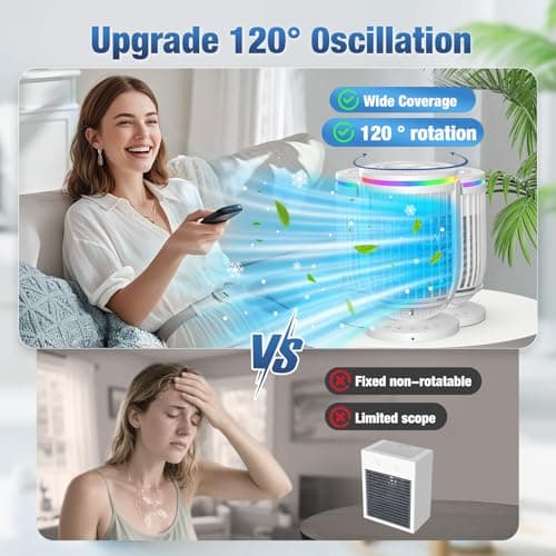 Portable Air Conditioners,Personal Mini Air Conditioner Fan with 3 Speeds,7 Colors Night Light, 4 in 1 Evaporative Air Cooler Cooling Fan with 1200ml Water Tank, Portable AC for Bedroom Office Desk - Thumbnail 3