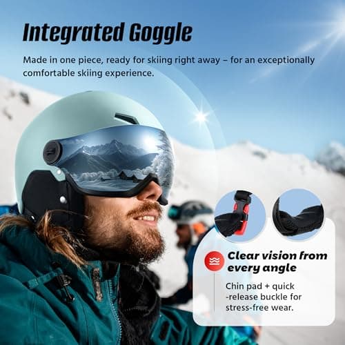 LUMDEER Ski Helmet with 2 in 1 Visor Goggles, UV Protection Snowboard Helmet, Certified Ajustable Snow Sport Helmets for Men Women Skiing, Skating, Snowboarding - Thumbnail 6